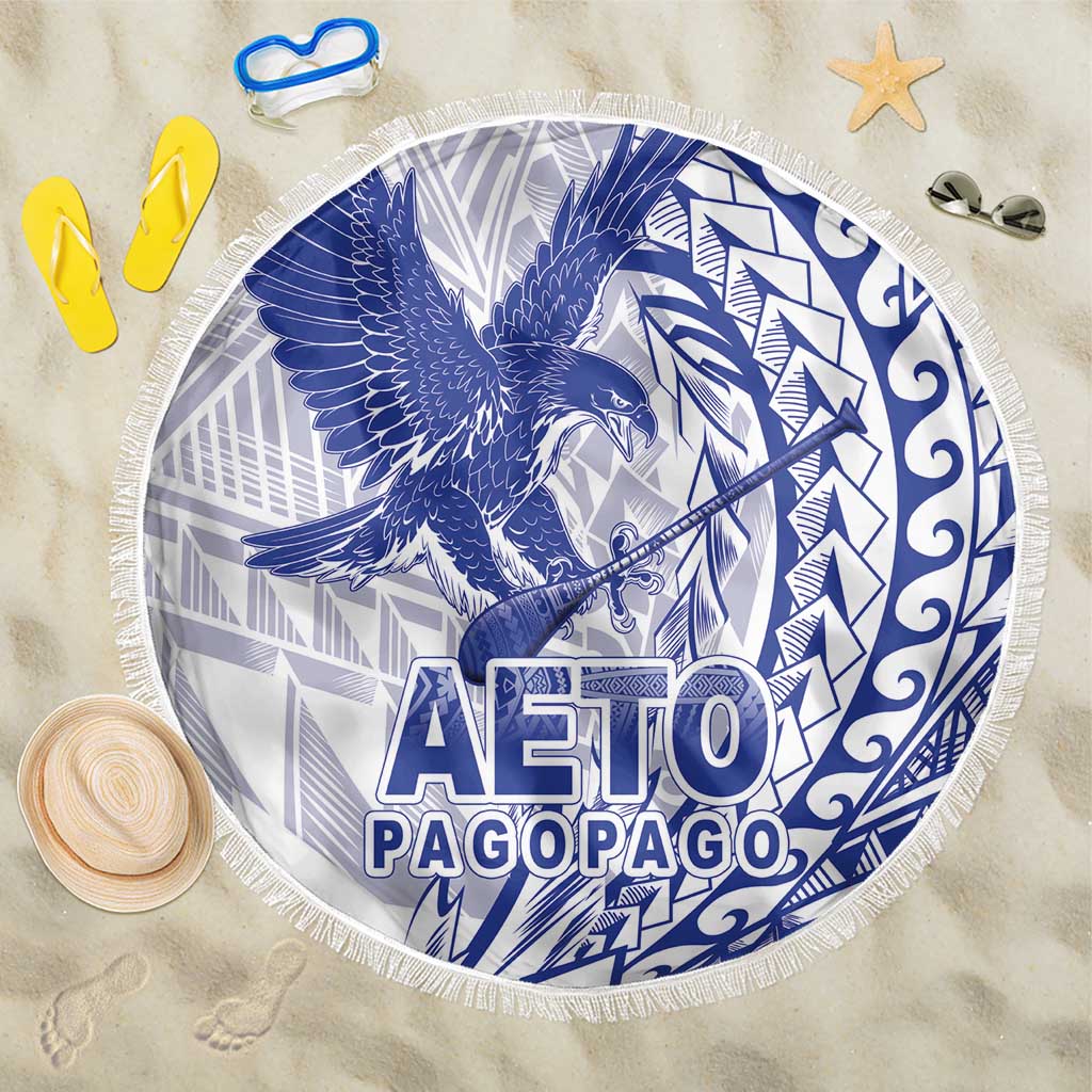 American Samoa Pago Pago Aeto Beach Blanket Wingstyle Blue-White Color LT03 One Size 150cm White - Polynesian Pride