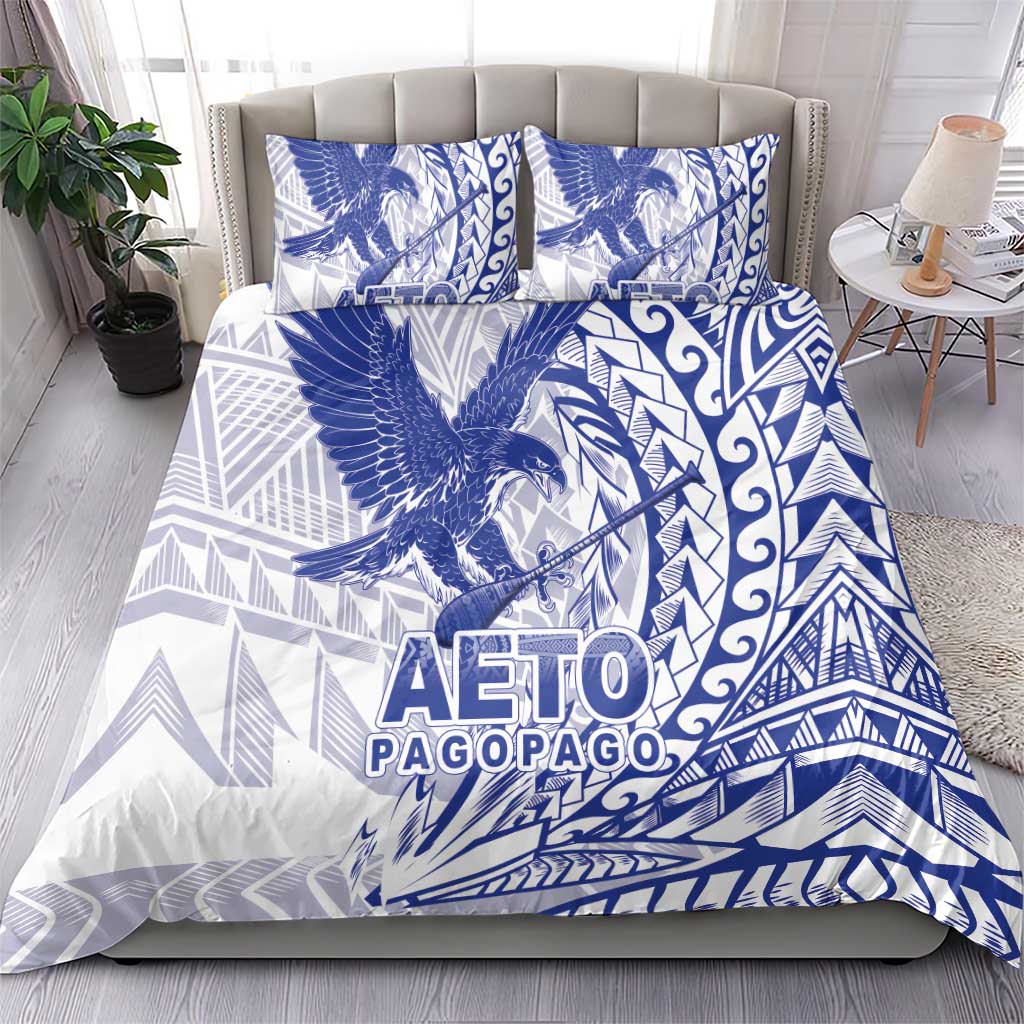 Samoa Pago Pago Aeto Bedding Set Wingstyle Blue-White Color - Polynesian Pride