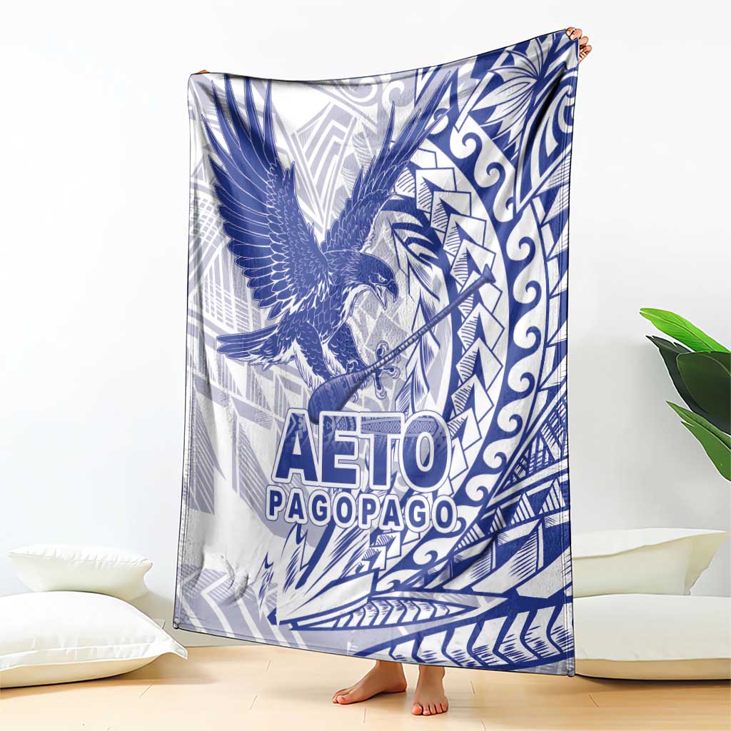 Samoa Pago Pago Aeto Blanket Wingstyle Blue-White Color - Polynesian Pride