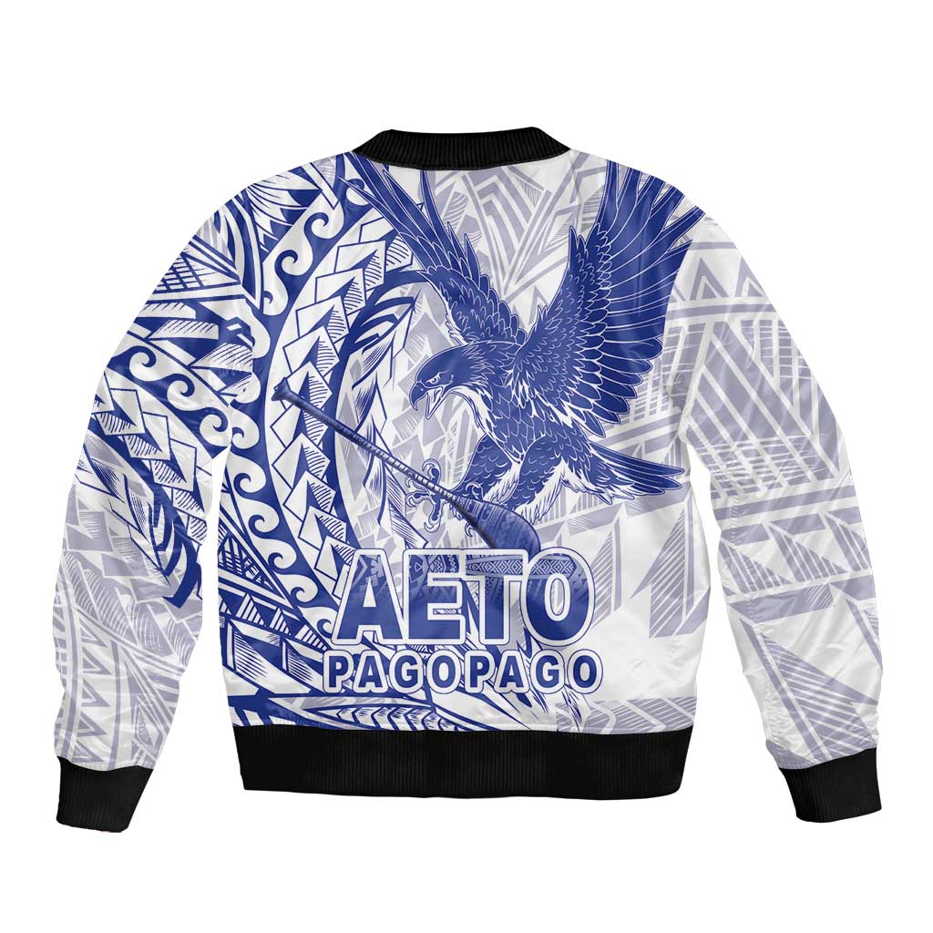Samoa Pago Pago Aeto Bomber Jacket Wingstyle Blue-White Color - Polynesian Pride