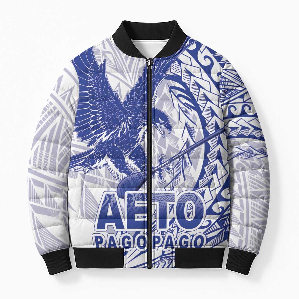 American Samoa Pago Pago Aeto Bomber Puffer Jacket Wingstyle Blue-White Color LT03 White - Polynesian Pride