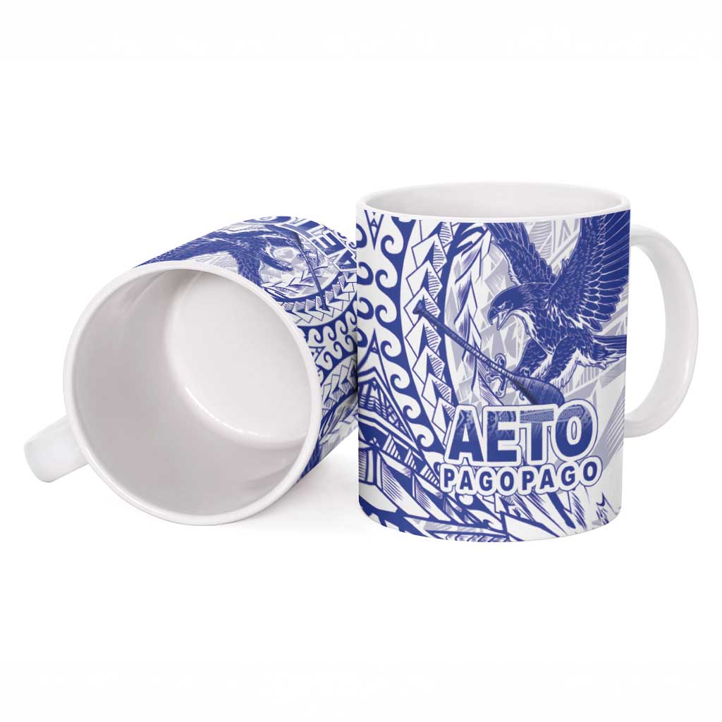 Samoa Pago Pago Aeto Ceramic Mug Wingstyle Blue-White Color - Polynesian Pride
