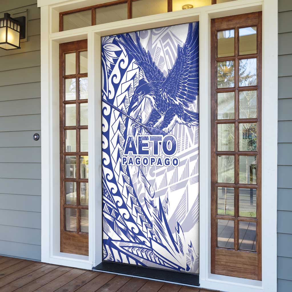Samoa Pago Pago Aeto Door Cover Wingstyle Blue-White Color - Polynesian Pride