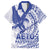 Samoa Pago Pago Aeto Family Matching Off The Shoulder Long Sleeve Dress and Hawaiian Shirt Wingstyle Blue-White Color - Polynesian Pride