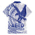 Samoa Pago Pago Aeto Family Matching Off The Shoulder Long Sleeve Dress and Hawaiian Shirt Wingstyle Blue-White Color - Polynesian Pride