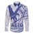 Samoa Pago Pago Aeto Family Matching Off The Shoulder Long Sleeve Dress and Hawaiian Shirt Wingstyle Blue-White Color - Polynesian Pride