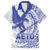 Samoa Pago Pago Aeto Family Matching Puletasi and Hawaiian Shirt Wingstyle Blue-White Color - Polynesian Pride
