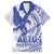 Samoa Pago Pago Aeto Family Matching Summer Maxi Dress and Hawaiian Shirt Wingstyle Blue-White Color - Polynesian Pride