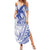 Samoa Pago Pago Aeto Family Matching Summer Maxi Dress and Hawaiian Shirt Wingstyle Blue-White Color - Polynesian Pride