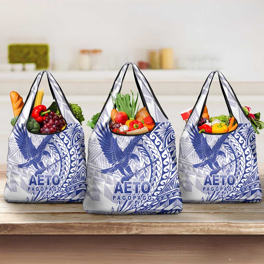 Samoa Pago Pago Aeto Grocery Bag Wingstyle Blue-White Color - Polynesian Pride