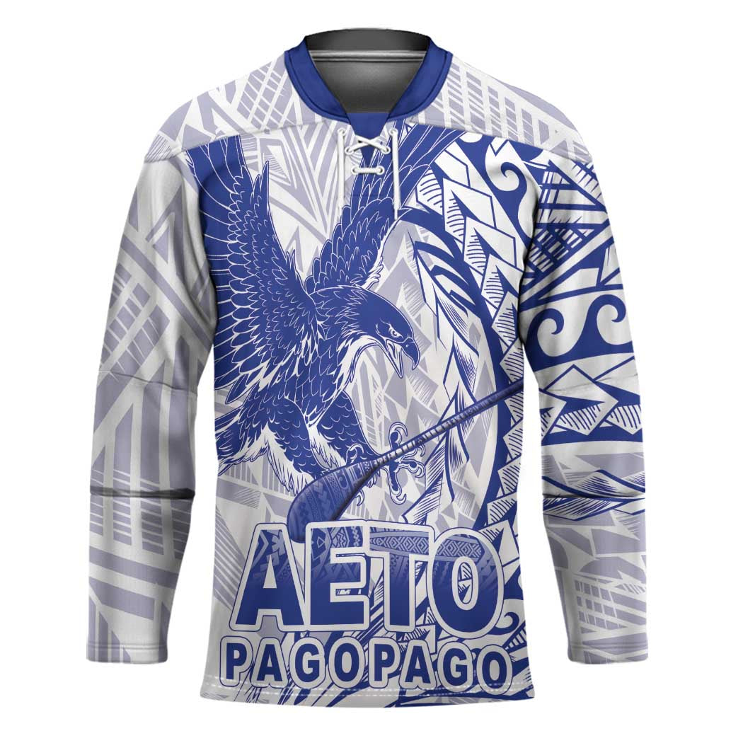 Samoa Pago Pago Aeto Hockey Jersey Wingstyle Blue-White Color - Polynesian Pride