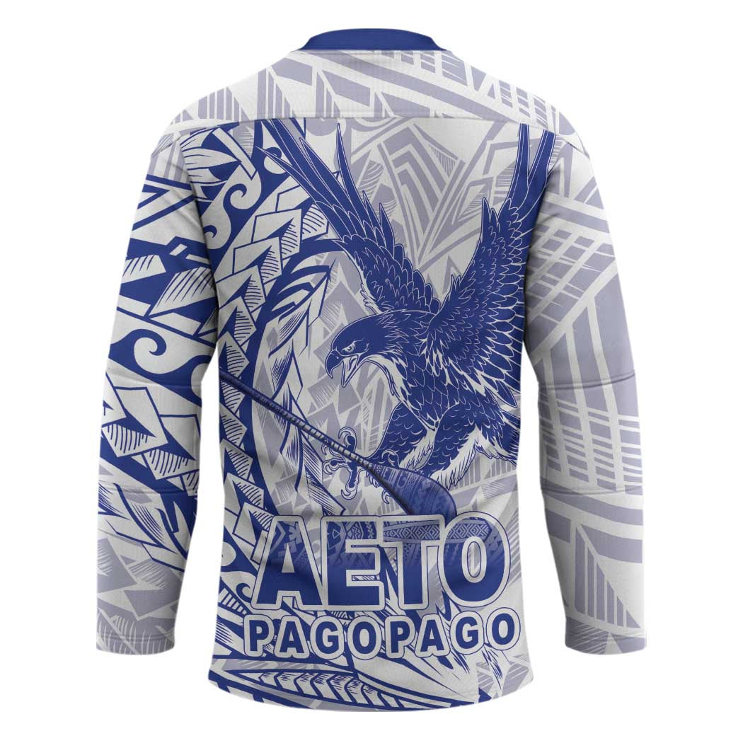 Samoa Pago Pago Aeto Hockey Jersey Wingstyle Blue-White Color - Polynesian Pride