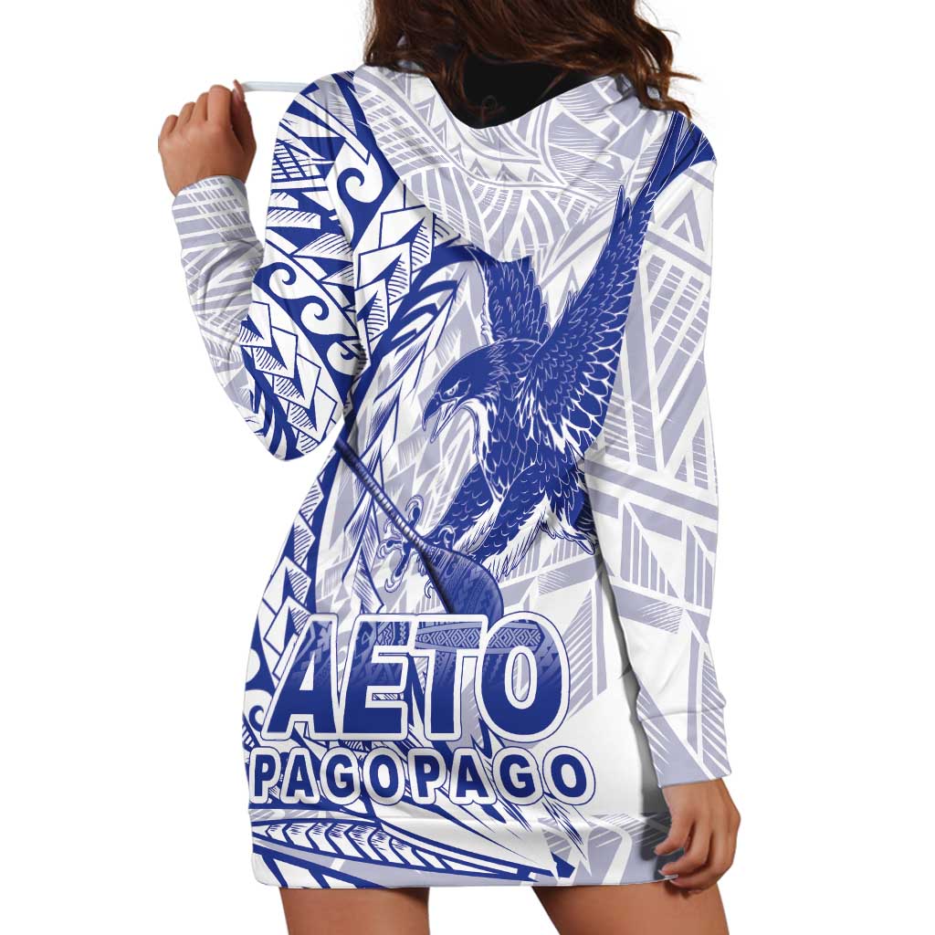 American Samoa Pago Pago Aeto Hoodie Dress Wingstyle Blue-White Color LT03 - Polynesian Pride