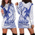 Samoa Pago Pago Aeto Hoodie Dress Wingstyle Blue-White Color - Polynesian Pride