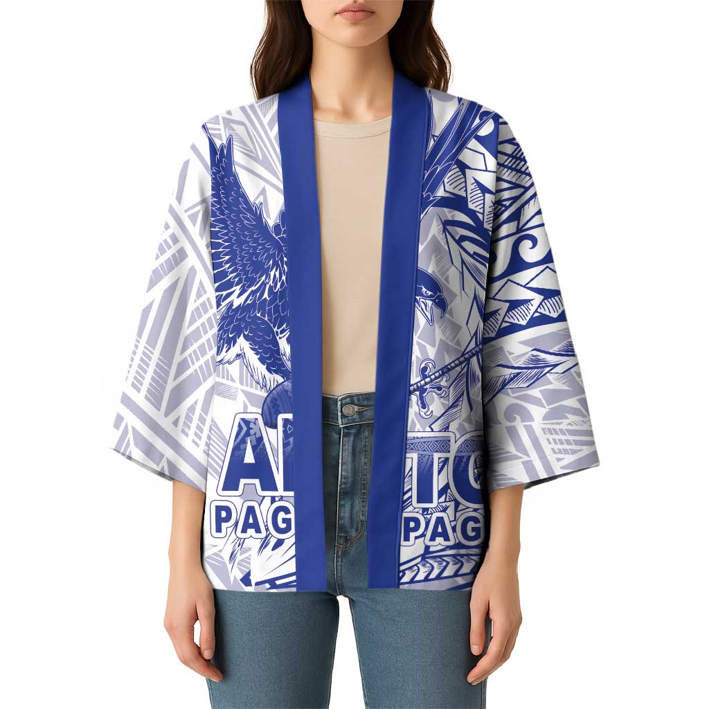 Samoa Pago Pago Aeto Kimono Wingstyle Blue-White Color - Polynesian Pride