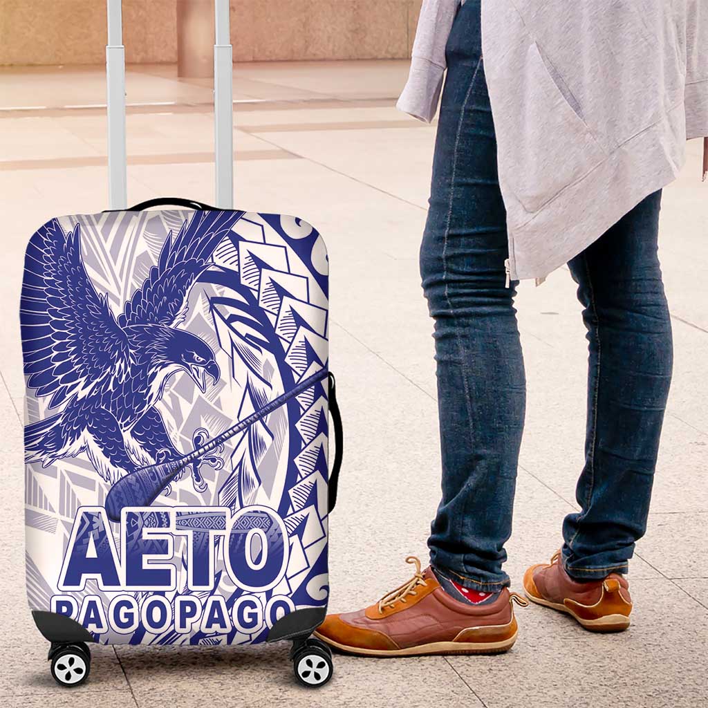 American Samoa Pago Pago Aeto Luggage Cover Wingstyle Blue-White Color LT03 White - Polynesian Pride