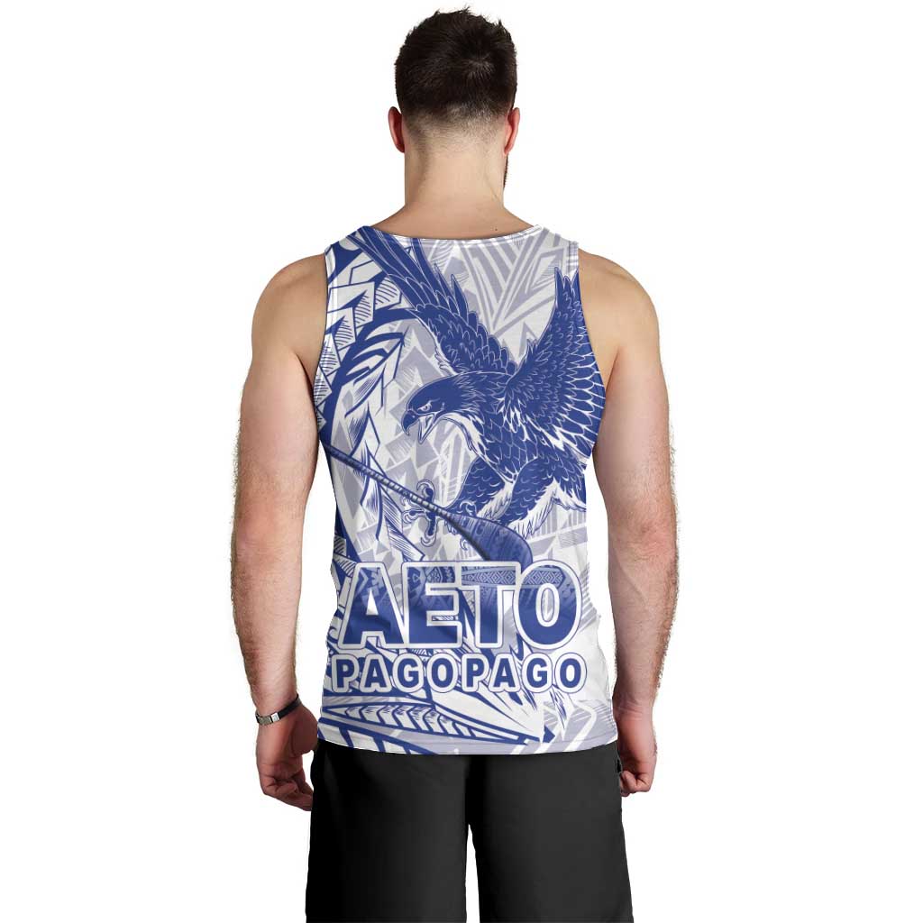 Samoa Pago Pago Aeto Men Tank Top Wingstyle Blue-White Color - Polynesian Pride