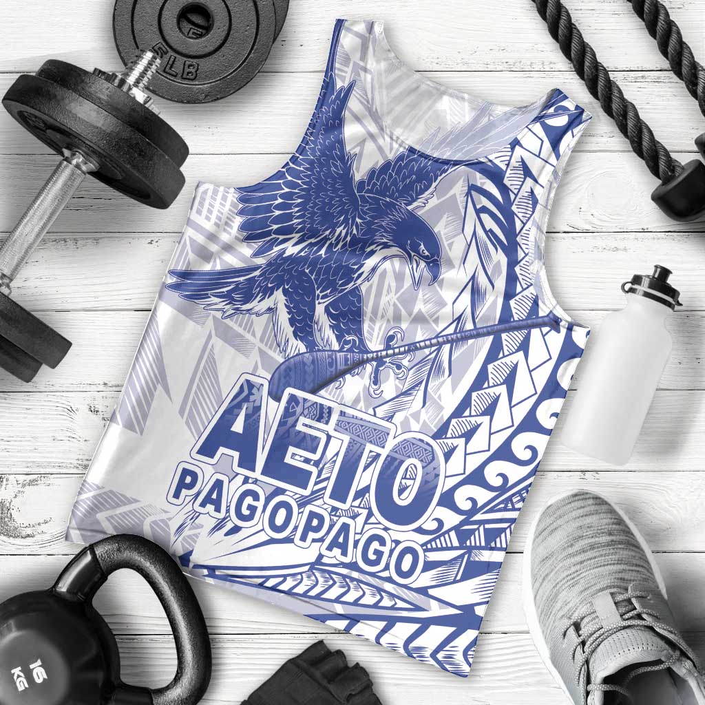 Samoa Pago Pago Aeto Men Tank Top Wingstyle Blue-White Color - Polynesian Pride