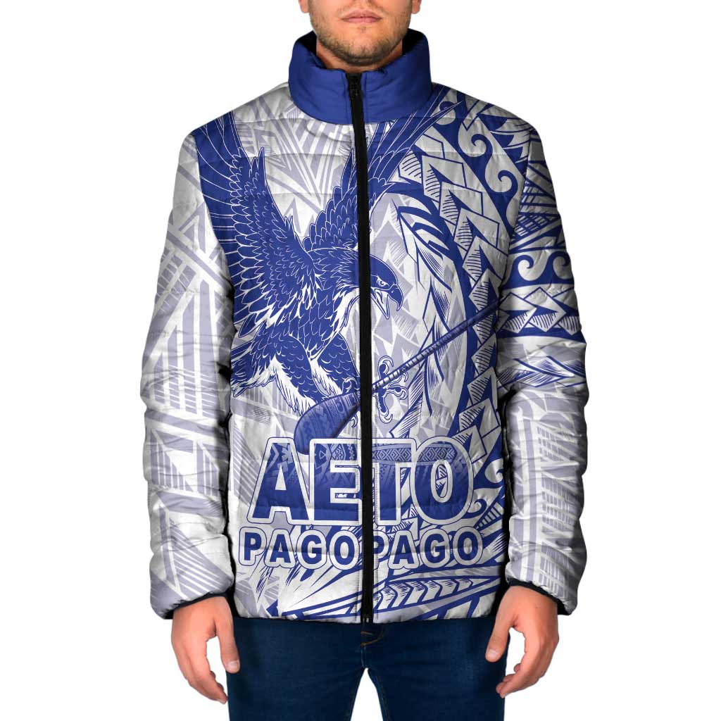 American Samoa Pago Pago Aeto Padded Jacket Wingstyle Blue-White Color LT03 White - Polynesian Pride