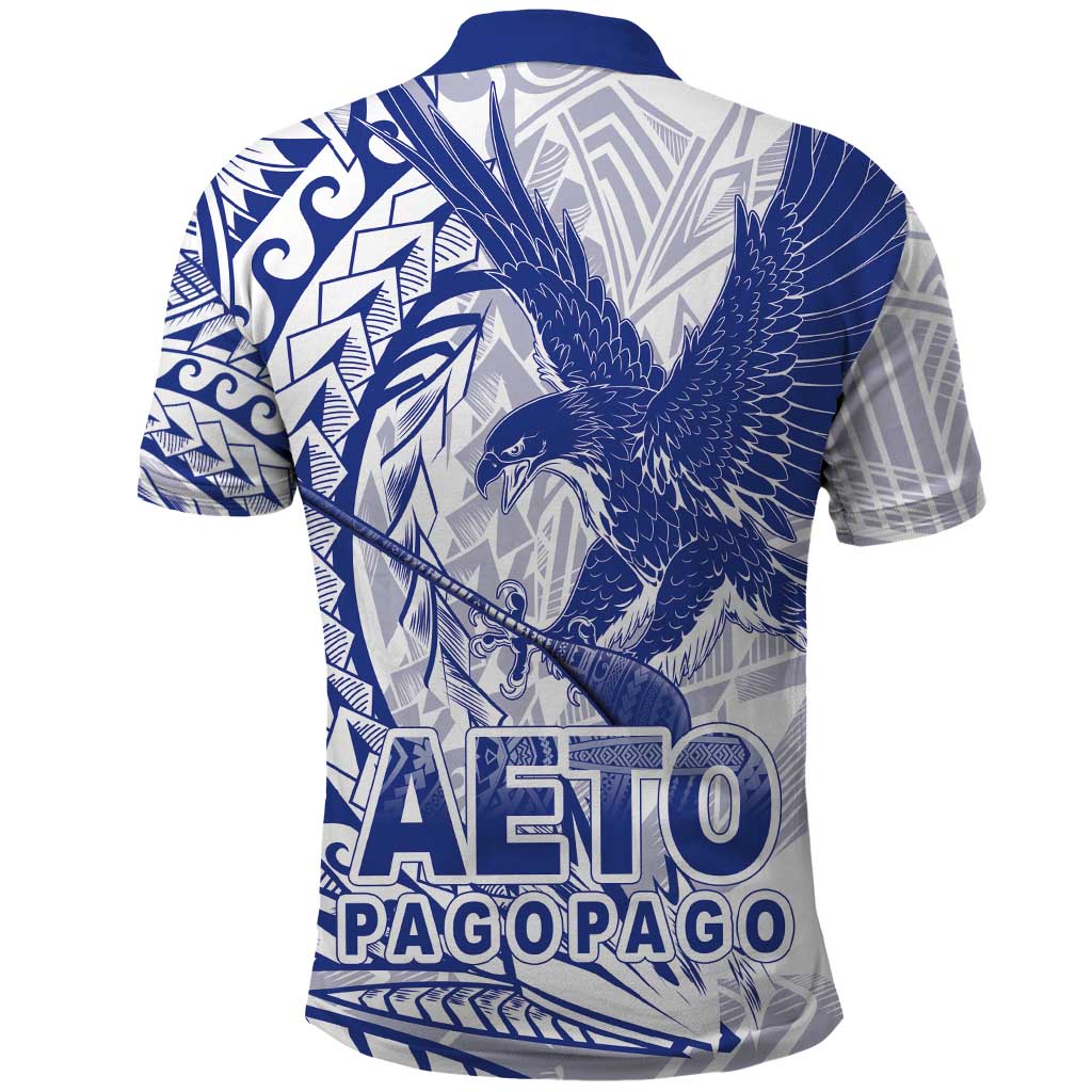 American Samoa Pago Pago Aeto Polo Shirt Wingstyle Blue-White Color LT03 - Polynesian Pride