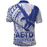 American Samoa Pago Pago Aeto Polo Shirt Wingstyle Blue-White Color LT03 - Polynesian Pride