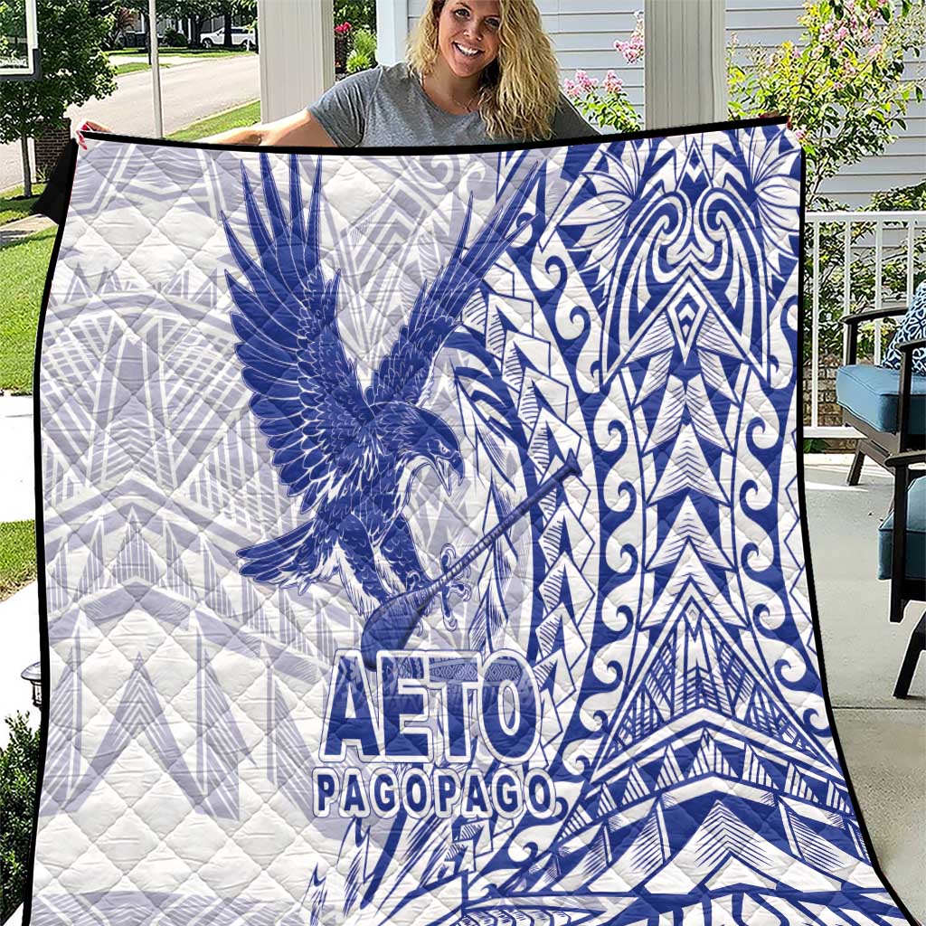 American Samoa Pago Pago Aeto Quilt Wingstyle Blue-White Color LT03 White - Polynesian Pride