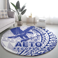 Samoa Pago Pago Aeto Round Carpet Wingstyle Blue-White Color - Polynesian Pride