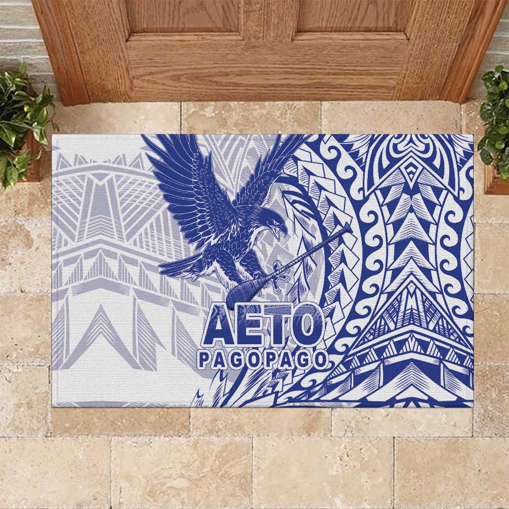 American Samoa Pago Pago Aeto Rubber Doormat Wingstyle Blue-White Color LT03 White - Polynesian Pride