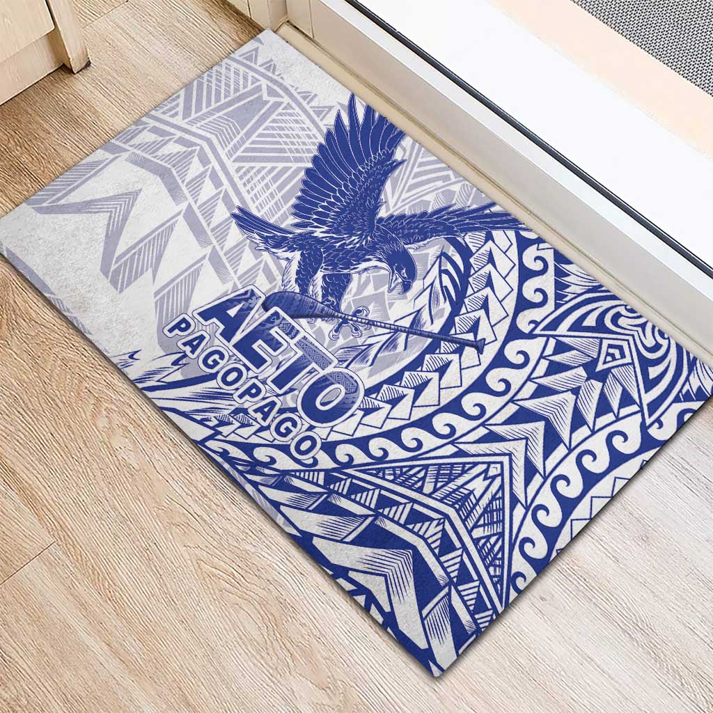 American Samoa Pago Pago Aeto Rubber Doormat Wingstyle Blue-White Color LT03 - Polynesian Pride