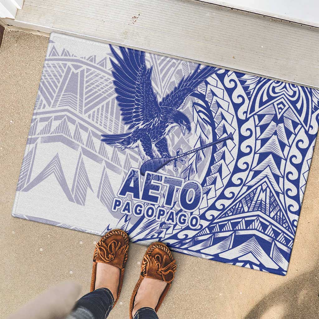 American Samoa Pago Pago Aeto Rubber Doormat Wingstyle Blue-White Color LT03 - Polynesian Pride