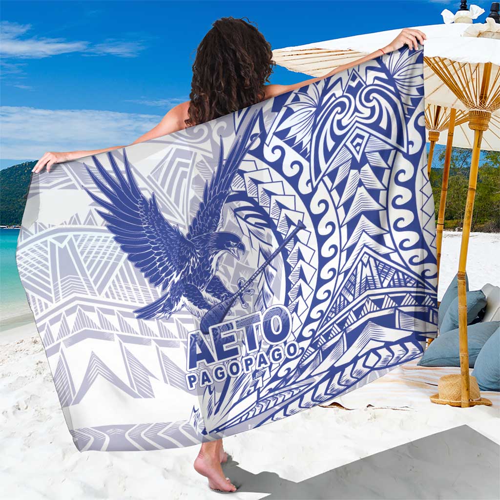 American Samoa Pago Pago Aeto Sarong Wingstyle Blue-White Color LT03 One Size 44 x 66 inches White - Polynesian Pride