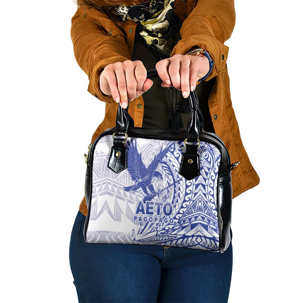 American Samoa Pago Pago Aeto Shoulder Handbag Wingstyle Blue-White Color LT03 One Size White - Polynesian Pride