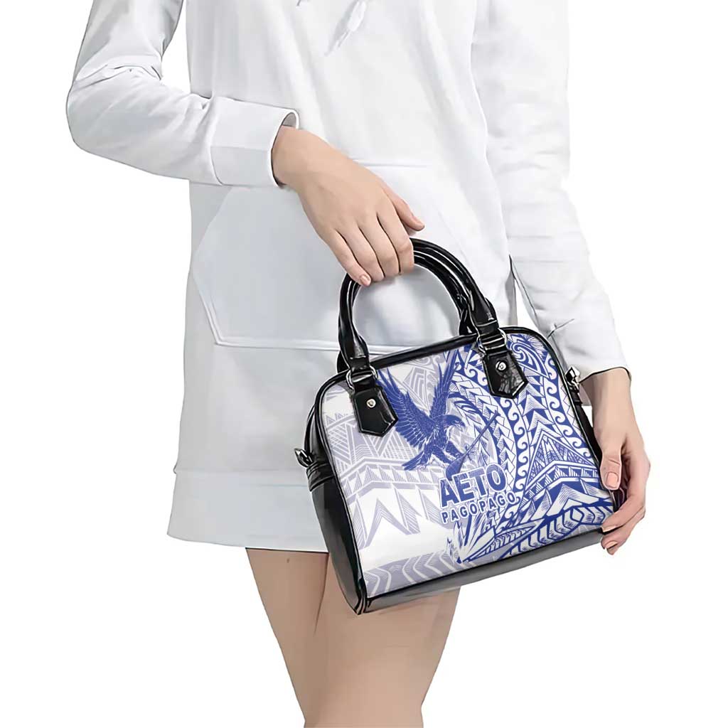 Samoa Pago Pago Aeto Shoulder Handbag Wingstyle Blue-White Color - Polynesian Pride