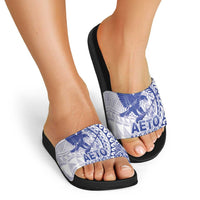 Samoa Pago Pago Aeto Slide Sandals Wingstyle Blue-White Color - Polynesian Pride
