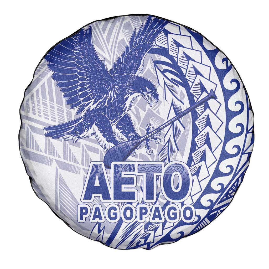 Samoa Pago Pago Aeto Spare Tire Cover Wingstyle Blue-White Color - Polynesian Pride