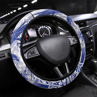 Samoa Pago Pago Aeto Steering Wheel Cover Wingstyle Blue-White Color - Polynesian Pride