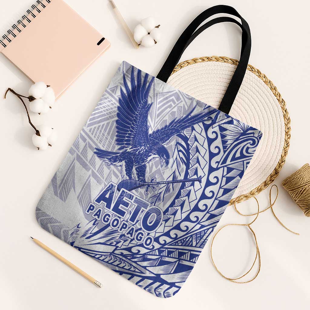 American Samoa Pago Pago Aeto Tote Bag Wingstyle Blue-White Color LT03 One Size White - Polynesian Pride