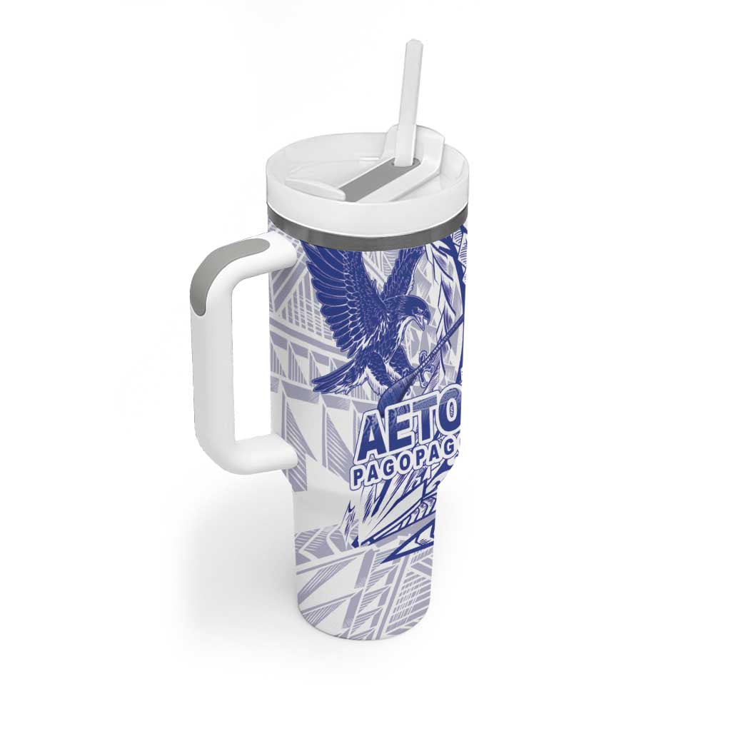Samoa Pago Pago Aeto Tumbler With Handle Wingstyle Blue-White Color - Polynesian Pride