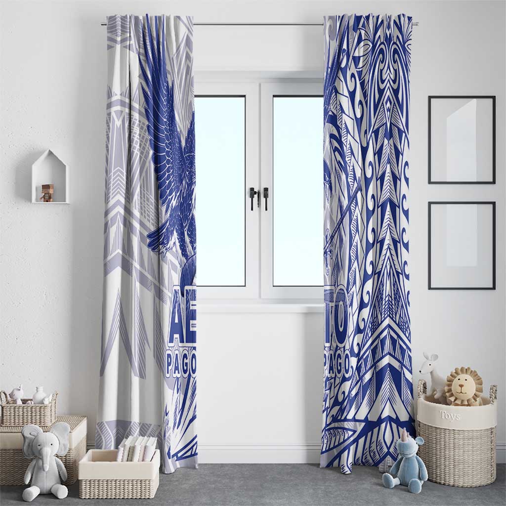 Samoa Pago Pago Aeto Window Curtain Wingstyle Blue-White Color - Polynesian Pride