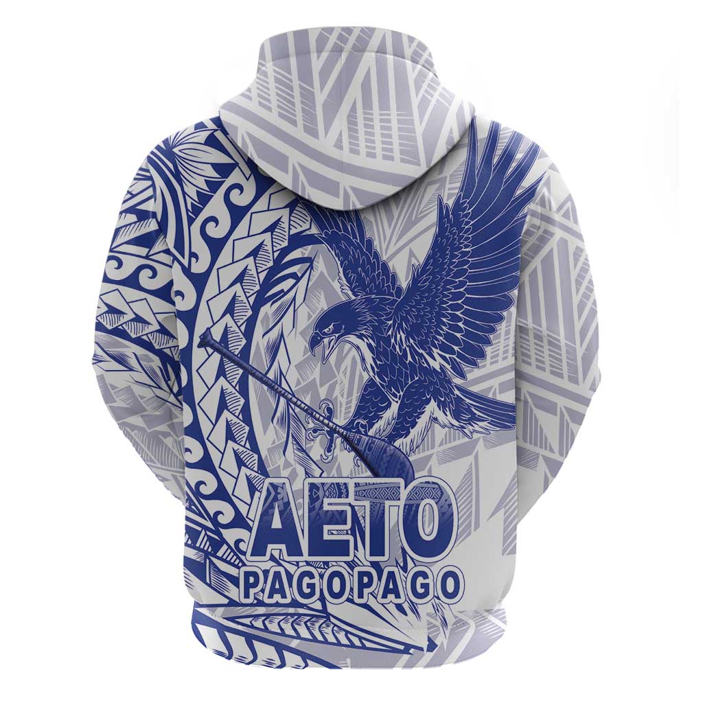 Samoa Pago Pago Aeto Zip Hoodie Wingstyle Blue-White Color - Polynesian Pride
