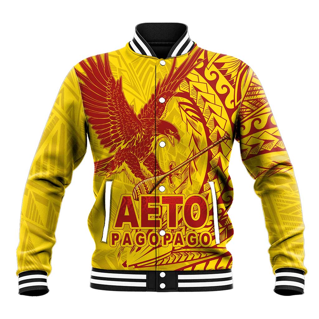 American Samoa Pago Pago Aeto Baseball Jacket Wingstyle Red-Gold Color LT03 Unisex Yellow - Polynesian Pride