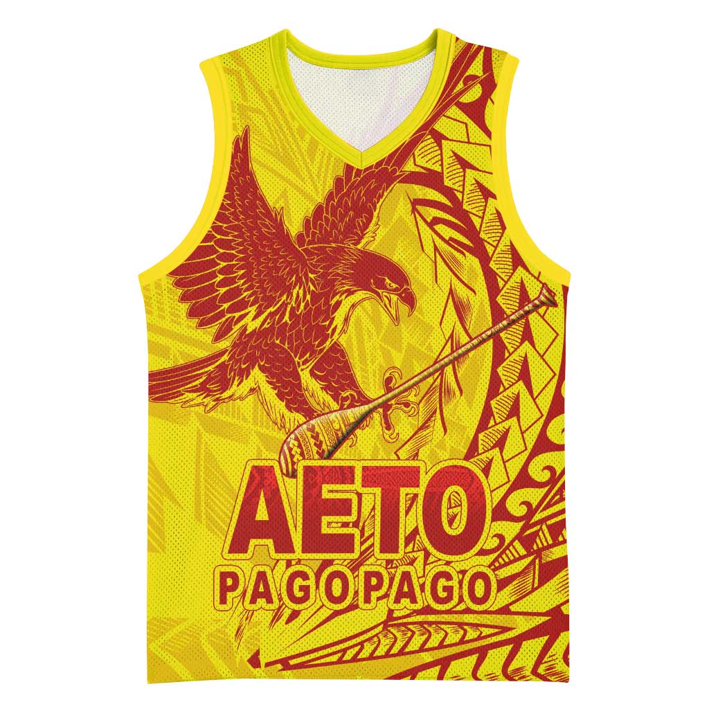 American Samoa Pago Pago Aeto Basketball Jersey Wingstyle Red-Gold Color LT03 Unisex Yellow - Polynesian Pride