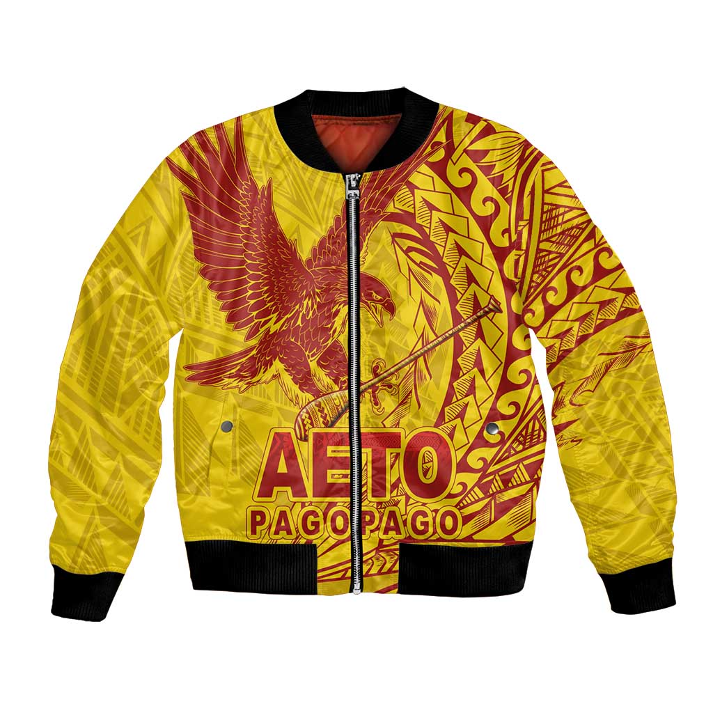 American Samoa Pago Pago Aeto Bomber Jacket Wingstyle Red-Gold Color LT03 Unisex Yellow - Polynesian Pride