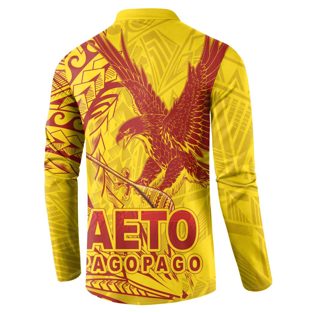 Samoa Pago Pago Aeto Button Sweatshirt Wingstyle Red-Gold Color - Polynesian Pride