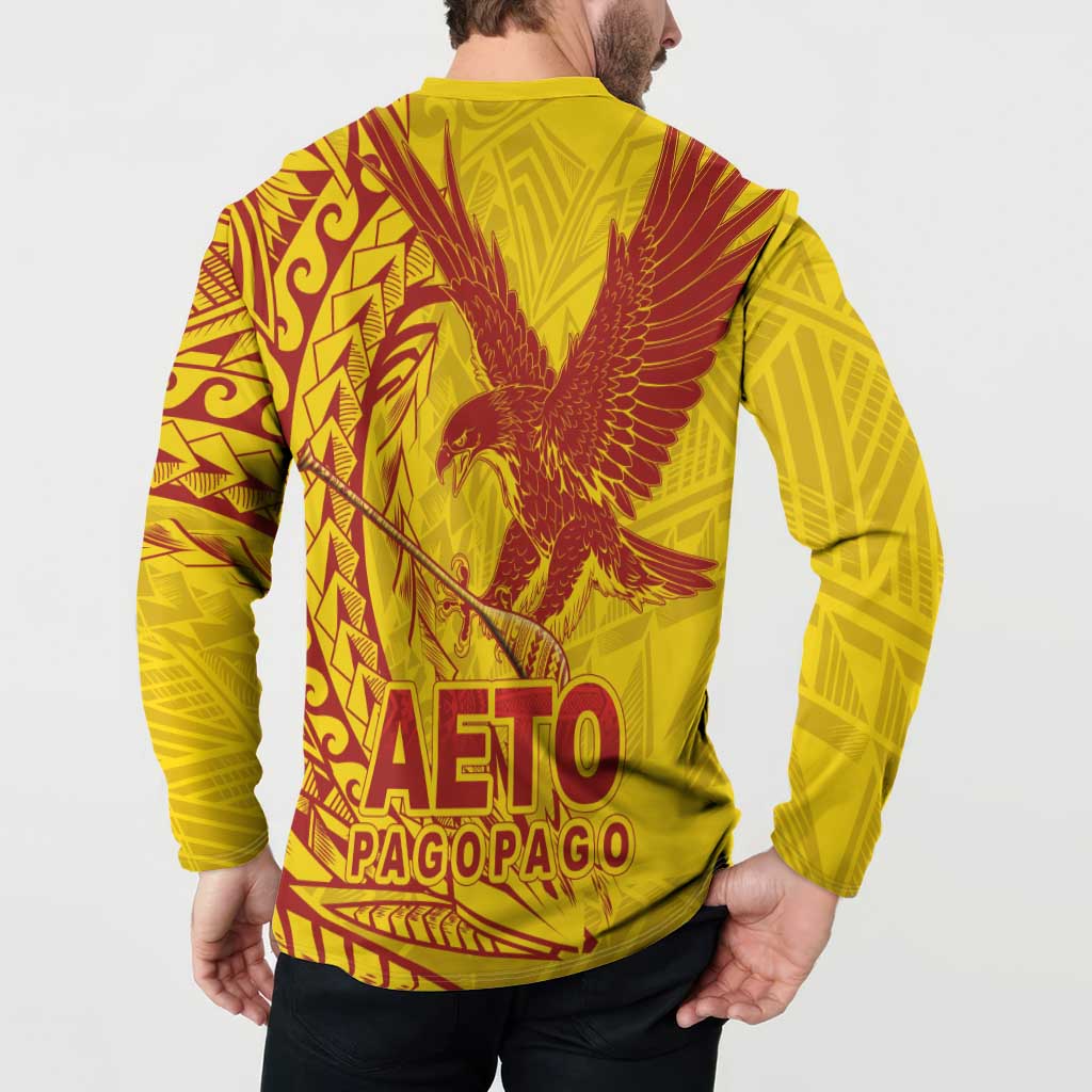 Samoa Pago Pago Aeto Button Sweatshirt Wingstyle Red-Gold Color - Polynesian Pride