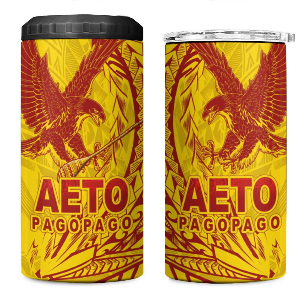 American Samoa Pago Pago Aeto 4 in 1 Can Cooler Tumbler Wingstyle Red-Gold Color LT03 One Size: 16 oz Yellow - Polynesian Pride