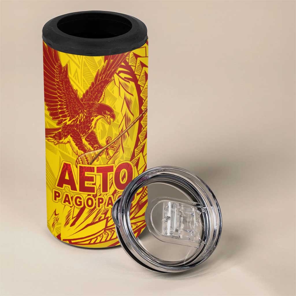 Samoa Pago Pago Aeto 4 in 1 Can Cooler Tumbler Wingstyle Red-Gold Color - Polynesian Pride