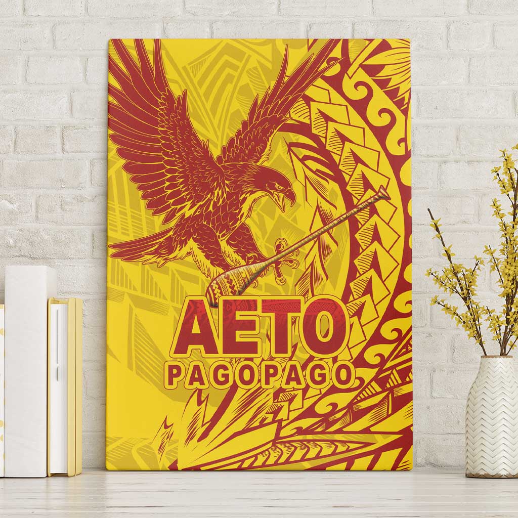 American Samoa Pago Pago Aeto Canvas Wall Art Wingstyle Red-Gold Color LT03 Without Frame Yellow - Polynesian Pride