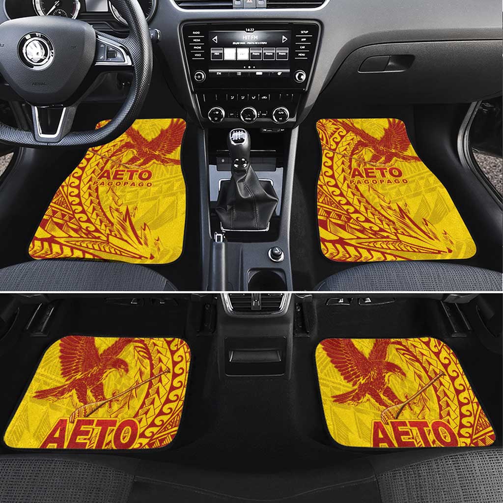 American Samoa Pago Pago Aeto Car Mats Wingstyle Red-Gold Color LT03 Set 4pcs Yellow - Polynesian Pride