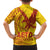 Samoa Pago Pago Aeto Family Matching Off The Shoulder Long Sleeve Dress and Hawaiian Shirt Wingstyle Red-Gold Color - Polynesian Pride